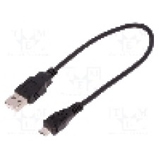 Cablu USB A mufa, USB B micro mufa, USB 2.0, lungime 0.25m, negru, QOLTEC - 50494