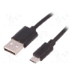 Cablu USB A mufa, USB B micro mufa, USB 2.0, lungime 0.25m, negru, QOLTEC - 50497