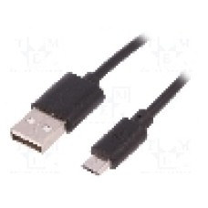 Cablu USB A mufa, USB B micro mufa, USB 2.0, lungime 0.25m, negru, QOLTEC - 50497