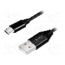 Cablu USB A mufa, USB B micro mufa, USB 2.0, lungime 0.3m, negru, LOGILINK - CU0143