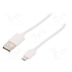 Cablu USB A mufa, USB B micro mufa, USB 2.0, lungime 0.5m, alb, Goobay - 38668