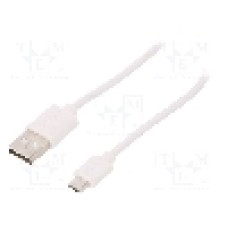 Cablu USB A mufa, USB B micro mufa, USB 2.0, lungime 0.5m, alb, Goobay - 38668