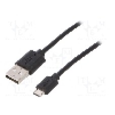 Cablu USB A mufa, USB B micro mufa, USB 2.0, lungime 0.5m, negru, Goobay - 38659