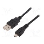 Cablu USB A mufa, USB B micro mufa, USB 2.0, lungime 0.5m, negru, QOLTEC - 50498