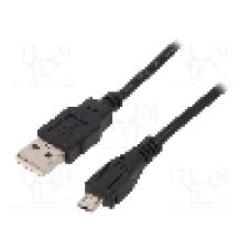 Cablu USB A mufa, USB B micro mufa, USB 2.0, lungime 0.5m, negru, QOLTEC - 50498