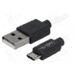 Cablu USB A mufa, USB B micro mufa, USB 2.0, lungime 1.8m, alb, negru, LOGILINK - CU0063