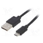 Cablu USB A mufa, USB B micro mufa, USB 2.0, lungime 1.8m, negru, AKYGA - AK-USB-01