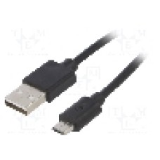 Cablu USB A mufa, USB B micro mufa, USB 2.0, lungime 1.8m, negru, AKYGA - AK-USB-01