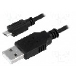 Cablu USB A mufa, USB B micro mufa, USB 2.0, lungime 1.8m, negru, LOGILINK - CU0034