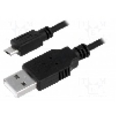 Cablu USB A mufa, USB B micro mufa, USB 2.0, lungime 1.8m, negru, LOGILINK - CU0034