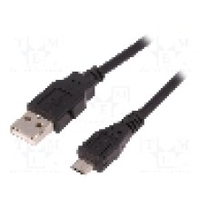 Cablu USB A mufa, USB B micro mufa, USB 2.0, lungime 1.8m, negru, QOLTEC - 52326