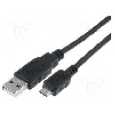 Cablu USB A mufa, USB B micro mufa, USB 2.0, lungime 1.8m, negru, VCOM - CU271-018-PB