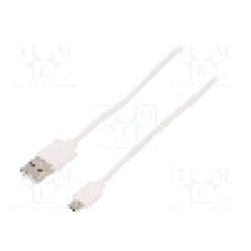 Cablu USB A mufa, USB B micro mufa, USB 2.0, lungime 1m, alb, Goobay - 66435