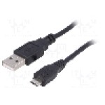 Cablu USB A mufa, USB B micro mufa, USB 2.0, lungime 1m, negru, AKYGA - AK-USB-21