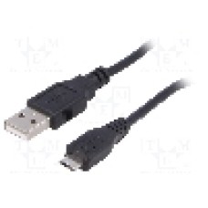 Cablu USB A mufa, USB B micro mufa, USB 2.0, lungime 1m, negru, AKYGA - AK-USB-21