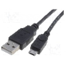 Cablu USB A tata la micro USB B tata, USB 2.0, lungime 1m, negru, Goobay, 46800, T145887