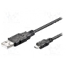 Cablu USB A mufa, USB B micro mufa, USB 2.0, lungime 1m, negru, Goobay - 93918