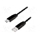 Cablu USB A mufa, USB B micro mufa, USB 2.0, lungime 1m, negru, LOGILINK - CU0158