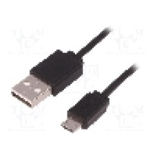 Cablu USB A mufa, USB B micro mufa, USB 2.0, lungime 1m, negru, QOLTEC - 50499