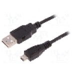 Cablu USB A mufa, USB B micro mufa, USB 2.0, lungime 1m, negru, QOLTEC - 50521