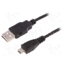 Cablu USB A mufa, USB B micro mufa, USB 2.0, lungime 1m, negru, QOLTEC - 50521