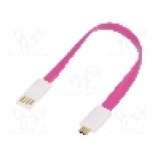 Cablu USB A mufa, USB B micro mufa, USB 2.0, lungime 22mm, roz, LOGILINK - CU0087