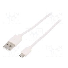 Cablu USB A mufa, USB B micro mufa, USB 2.0, lungime 2m, alb, Goobay - 38669