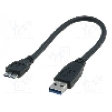 Cablu USB A mufa, USB B micro mufa, USB 3.0, lungime 0.25m, negru, ASSMANN - AK-300117-003-S