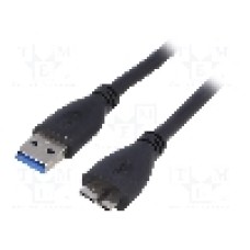 Cablu USB A mufa, USB B micro mufa, USB 3.0, lungime 0.5m, negru, AKYGA - AK-USB-26