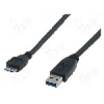 Cablu USB A mufa, USB B micro mufa, USB 3.0, lungime 0.5m, negru, ASSMANN - AK-300117-005-S