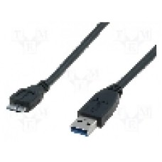 Cablu USB A mufa, USB B micro mufa, USB 3.0, lungime 0.5m, negru, ASSMANN - AK-300117-005-S