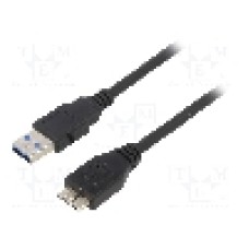 Cablu USB A mufa, USB B micro mufa, USB 3.0, lungime 1.8m, negru, AKYGA - AK-USB-13