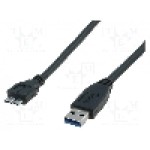 Cablu USB A mufa, USB B micro mufa, USB 3.0, lungime 1.8m, negru, ASSMANN - AK-300116-018-S