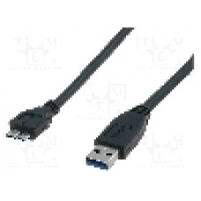 Cablu USB A mufa, USB B micro mufa, USB 3.0, lungime 1.8m, negru, ASSMANN - AK-300116-018-S
