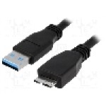 Cablu USB A mufa, USB B micro mufa, USB 3.0, lungime 1m, negru, LOGILINK - CU0026
