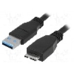 Cablu USB A mufa, USB B micro mufa, USB 3.0, lungime 3m, negru, LOGILINK - CU0028