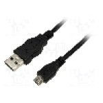 Cablu USB A mufa, USB B micro mufa, {{Versiune}}, lungime 3m, negru, LOGILINK - CU0059