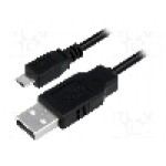 Cablu USB A mufa, USB B micro mufa, {{Versiune}}, lungime 5m, negru, LOGILINK - CU0060