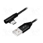 Cablu USB A mufa, USB B micro mufa (in unghi), USB 2.0, lungime 0.3m, negru, LOGILINK - CU0141