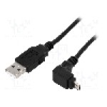 Cablu USB A mufa, USB B micro mufa (in unghi), USB 2.0, lungime 1.8m, negru, Goobay - 95343