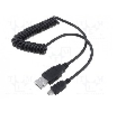 Cablu USB A mufa, USB B micro mufa, spiralat, USB 2.0, lungime {{Lungime cablu}}, negru, Goobay - 62334