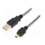 Cablu USB A mufa, USB B mini mufa, USB 2.0, lungime 1.8m, {{Culoare izolaţie}}, EDNET - 84184