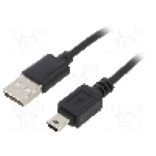 Cablu USB A mufa, USB B mini mufa, USB 2.0, lungime 1.8m, negru, AKYGA - AK-USB-03