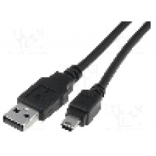 Cablu USB A mufa, USB B mini mufa, USB 2.0, lungime 1.8m, negru, ASSMANN - AK-300108-018-S