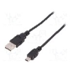 Cablu USB A mufa, USB B mini mufa, USB 2.0, lungime 1.8m, negru, ASSMANN - AK-300130-018-S