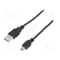 Cablu USB A mufa, USB B mini mufa, USB 2.0, lungime 1.8m, negru, ASSMANN - AK-300130-018-S