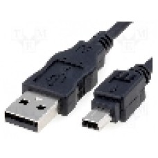 Cablu USB A mufa, USB B mini mufa, USB 2.0, lungime 1.8m, negru, Goobay - 50767