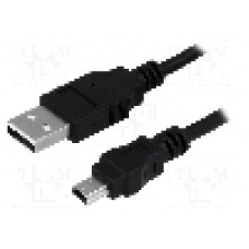 Cablu USB A mufa, USB B mini mufa, USB 2.0, lungime 1.8m, negru, LOGILINK - CU0014
