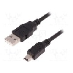 Cablu USB A mufa, USB B mini mufa, USB 2.0, lungime 1.8m, negru, QOLTEC - 52327