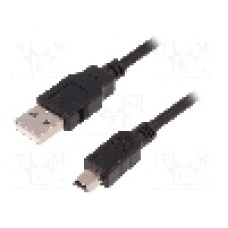 Cablu USB A mufa, USB B mini mufa, USB 2.0, lungime 1.8m, negru, QOLTEC - 52327